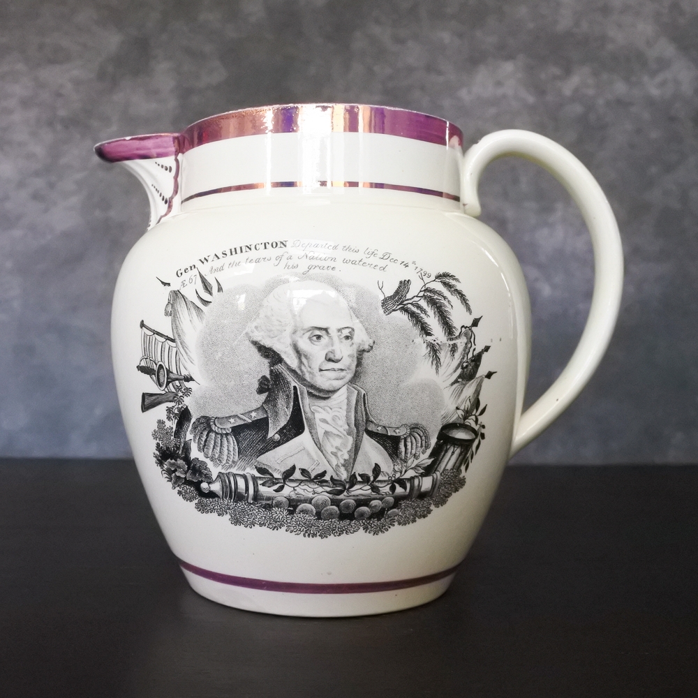 Antique c. 1814 George Washington Memorial War of 1812 Battle Pitcher